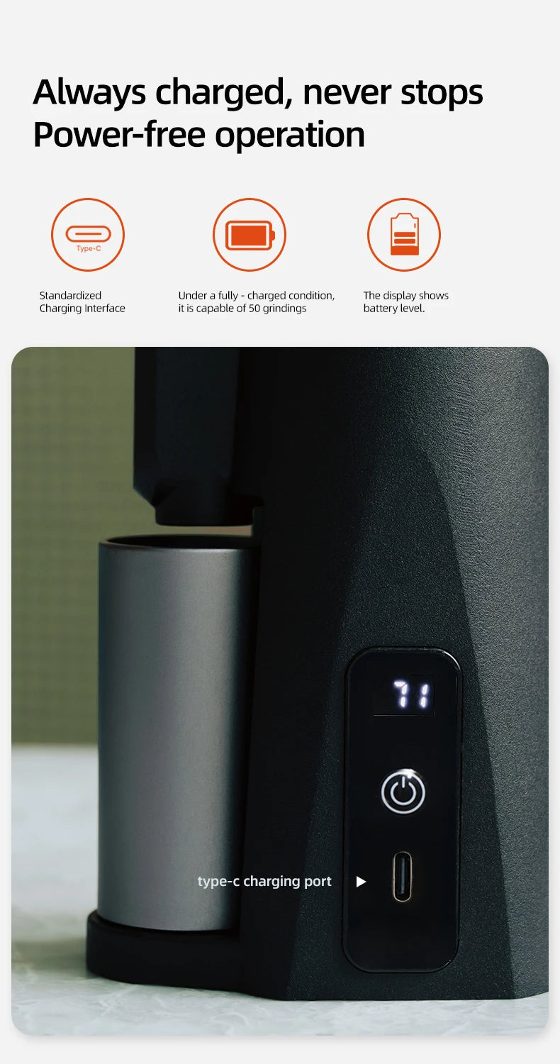 STARSEEKER EDGE Mini Portable Electric Coffee Grinder 38mm Cone Burr Stepless Adjustable Type-C Home Outdoor Travel Suit