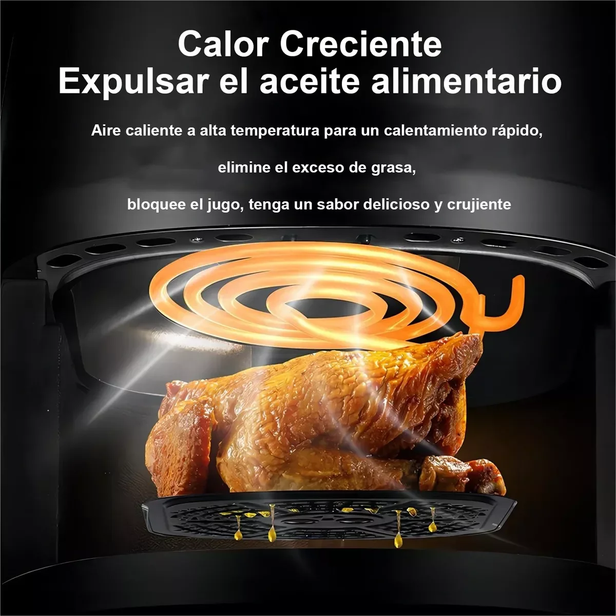 OWJHE 5L Air Fryer 8-in-1 Electric Hot Oven with Digital LED Screen Visible Window Max 200°C 2400W New Black Non-fat fryer
