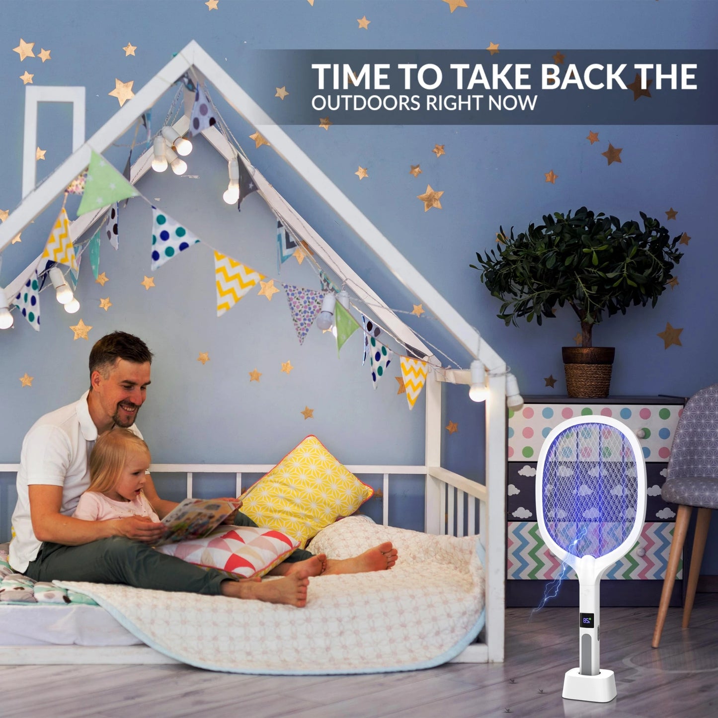 2-in-1 Electric Mosquito Swatter Mosquito Killer USB Rechargeable Angle Adjustable Electric Bug Zapper Fly Bat Insect Swatter