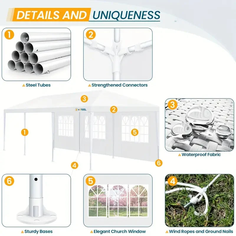 10x10 / 10x20 / 10x30 Outdoor Party Tent with Removable Sidewalls
Waterproof canopy perfect for weddings, parties, BBQs, and outdoor events. Easy to set up and versatile for any occasion.