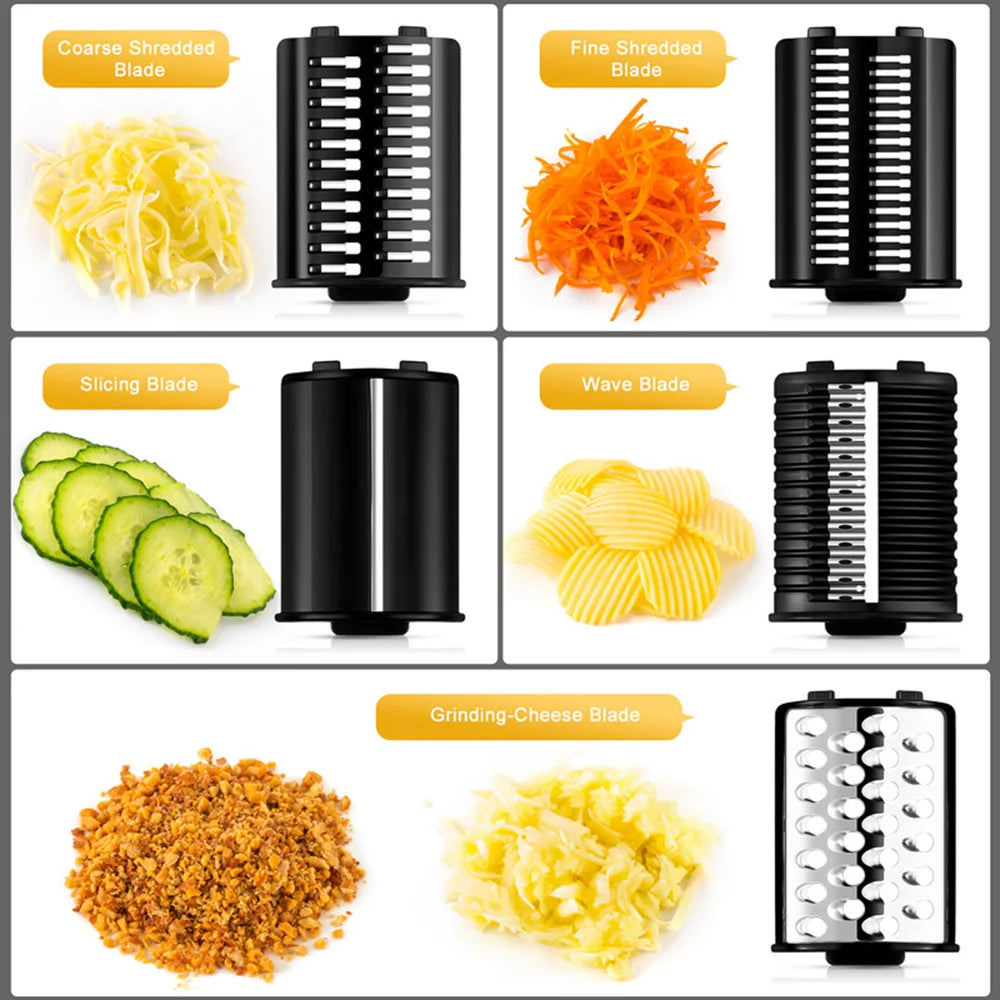 Household 5 in 1 Electric Vegetable Cutter 220-240V One-button Cheese Grater Potato Carrot Salad Maker Effortless Kitchen Tool