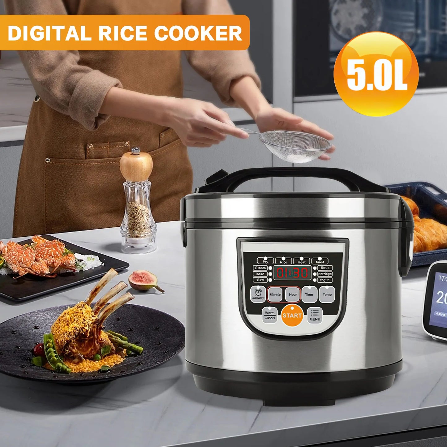 12V 24V 220V 2L 200Wcar Home Rice Cooker Van Car Rice Cooker For Car and Truck Carry Electric Rice Cookers for 1-3 People