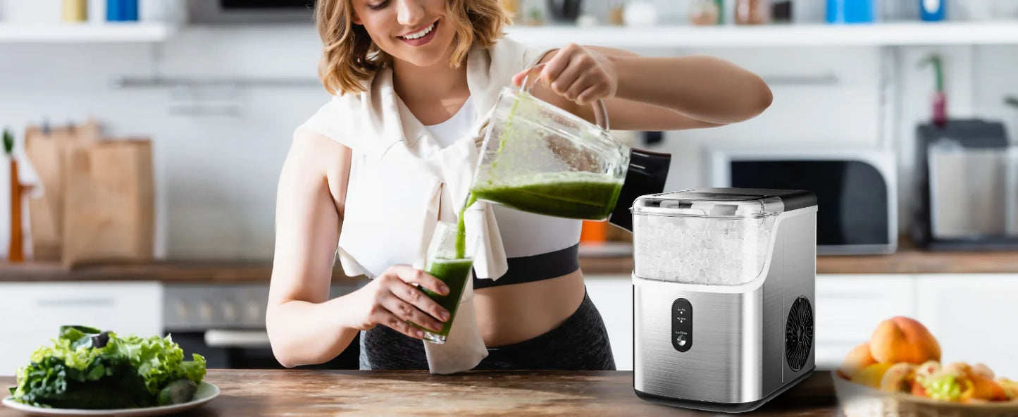SIMZLIFE Pebble Ice Maker Machine with 35lbs/24H Soft Ice Self Cleaning Sonic Ice Maker Pellet Ice Maker for Home Kitchen Office