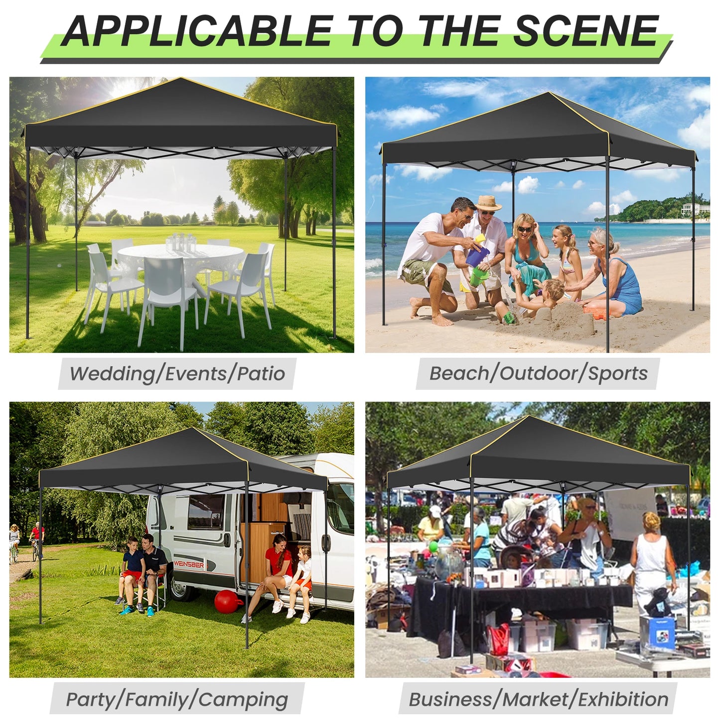 10x10FT Pop Up Canopy Tent with Sidewalls and Roll-up Ventilated Windows with Mosquito net, Ez Outdoor Commercial Instant Gazebo