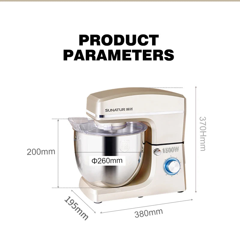 SUNATUR Electric Kitchen Blender Machine: Stand Mixer with Planetary Beater Automatic Mix Support for Dough Efficient Processor