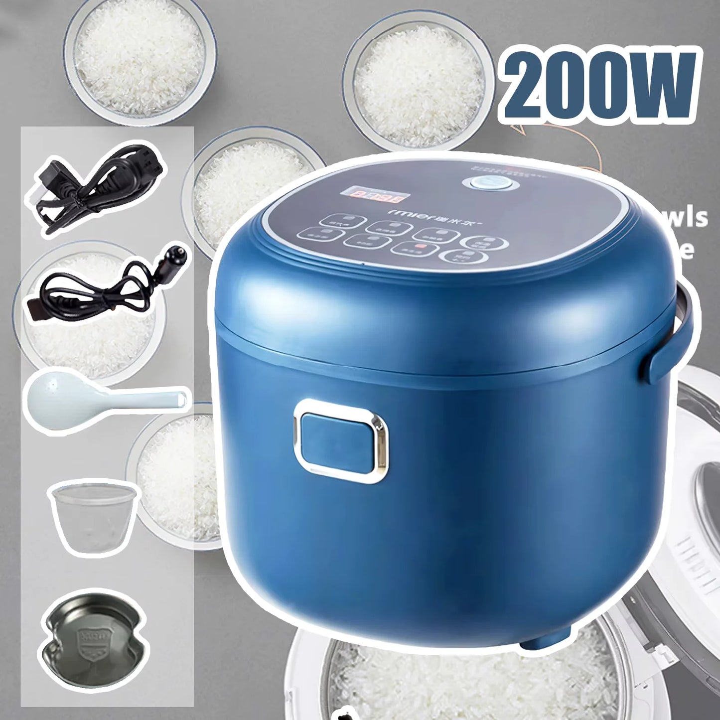 12V 24V 220V 2L 200Wcar Home Rice Cooker Van Car Rice Cooker For Car and Truck Carry Electric Rice Cookers for 1-3 People