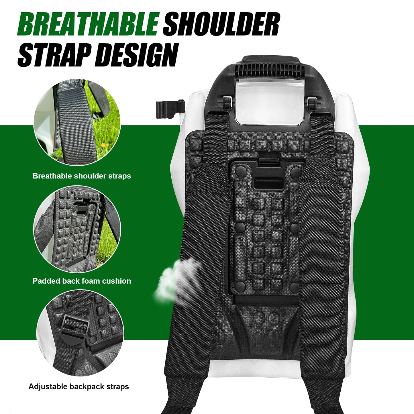4-Gallon Battery-Powered Backpack Sprayer 16L capacity, 75 PSI electric pump. Includes 2.5Ah battery + charger. Lightweight, powerful for gardens, lawns, weeds, or pest control.