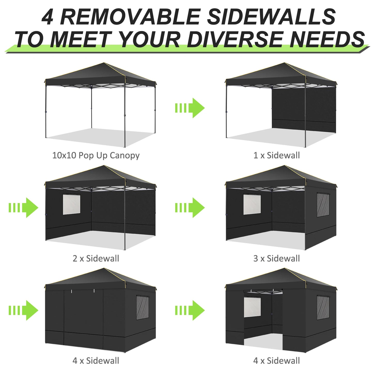 10x10FT Pop Up Canopy Tent with Sidewalls and Roll-up Ventilated Windows with Mosquito net, Ez Outdoor Commercial Instant Gazebo