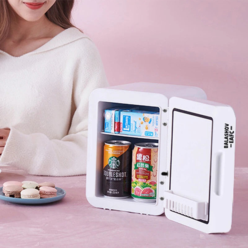 Mini Fridge Camping Cosmetics 4L Portable Small Mirror Refrigerators for Car and Home Dual-use Makeup Home Camping Cooler