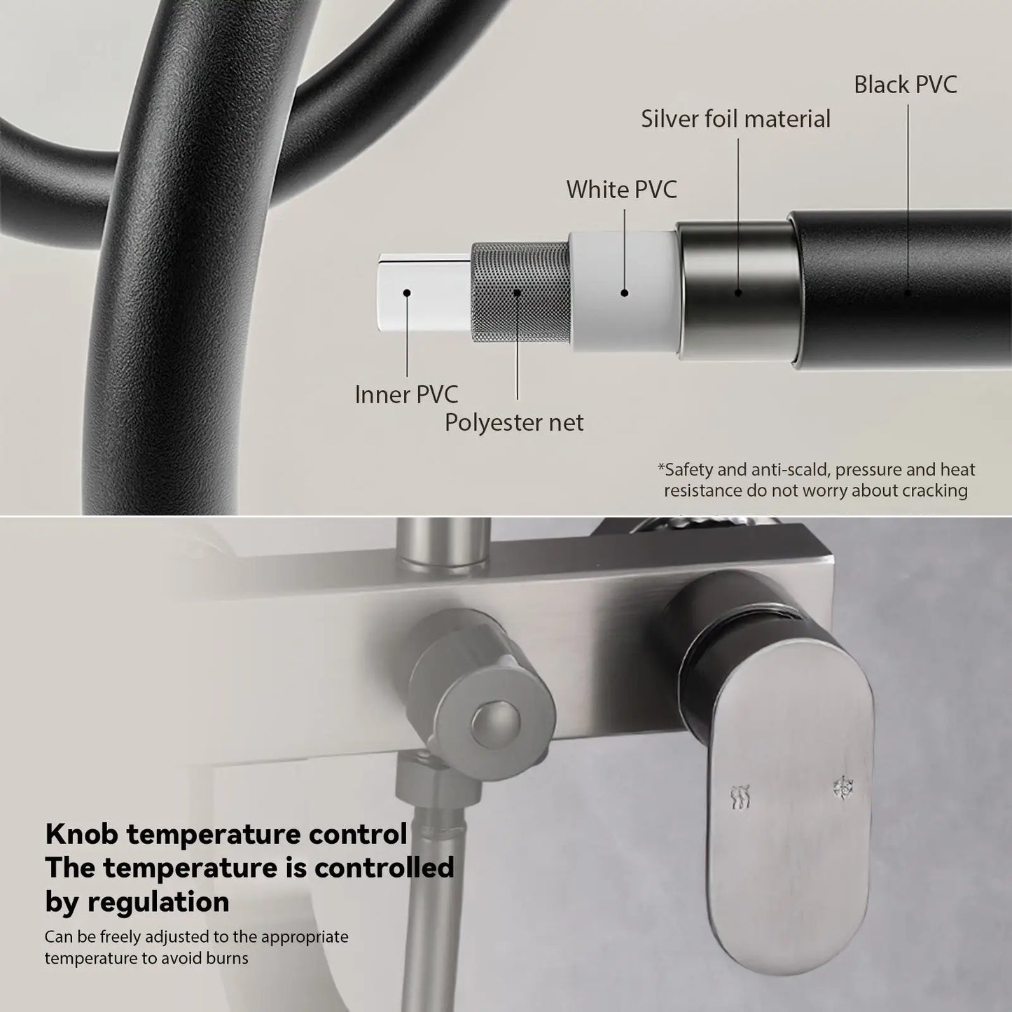 Digital Display Shower Faucet Set Rainfall Bathroom Mixer Tap Grey Bidet Shower System With Ambient Lighting Bathroom Accessorie