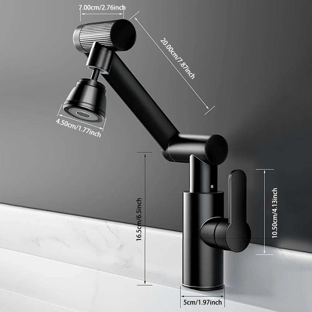 Mechanical Arm Universal Faucet Bathroom Kitchen Splashproof Faucet Bathroom Countertop Basin Hot and Cold Tap Faucet Accessorie
