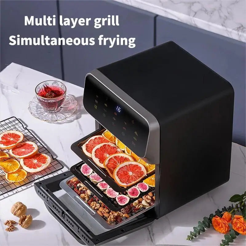 10L Large Capacity Electric Air Fryers Oil-free Automatic Household Kitchen 360 ° Baking Convection Oven Deep Fryer without Oil