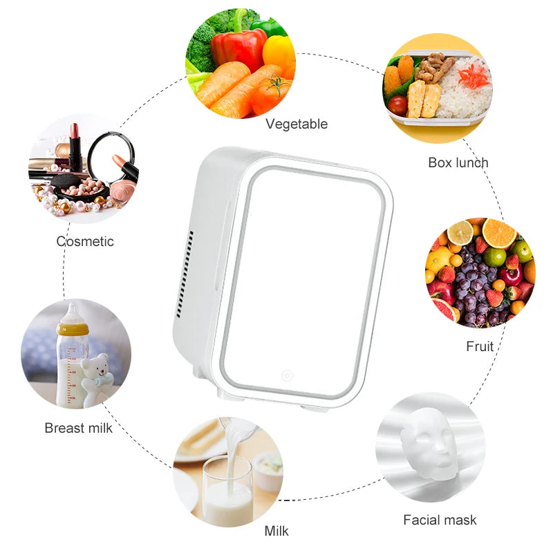 Mini Fridge Camping Cosmetics 4L Portable Small Mirror Refrigerators for Car and Home Dual-use Makeup Home Camping Cooler