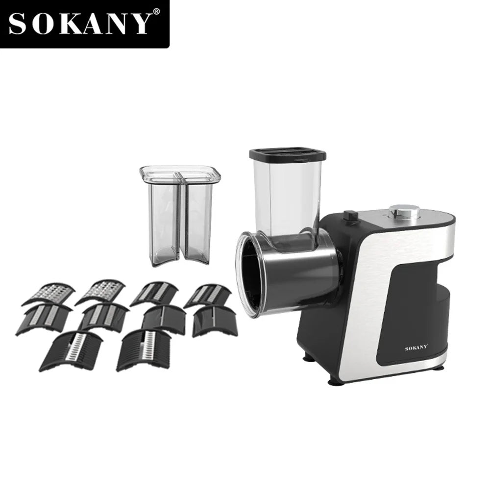 5-In-1 Electric Vegetable Cutter With 5 Blades Cheese Grater Slicer Shredder Kitchen Tool Carrot Fruits Simple Control Best Gift