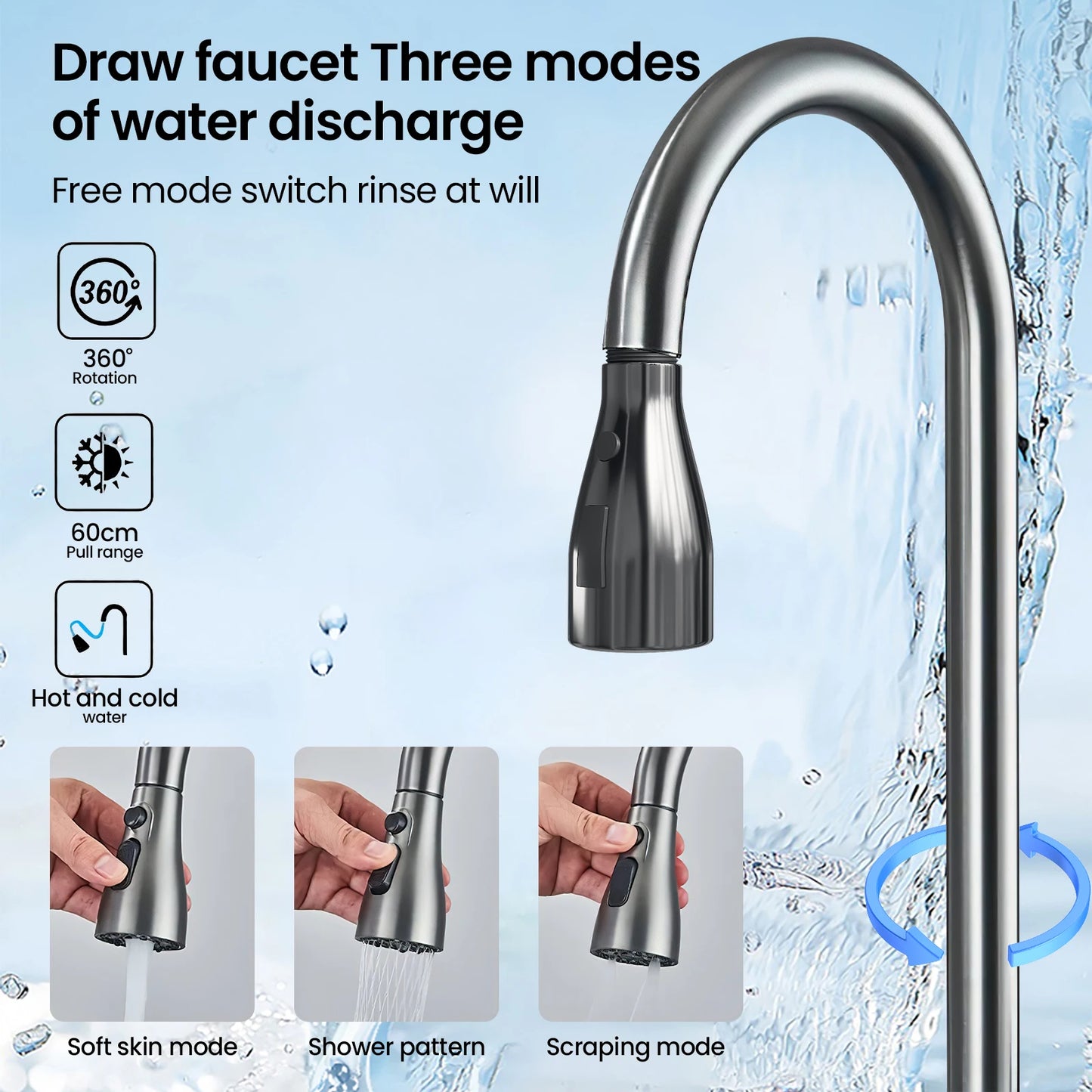 The Stainless Steel water Kitchen Kitchen wide Single Slot Integrated Digital Display falcet Set Soap Dispenser Cup Wash