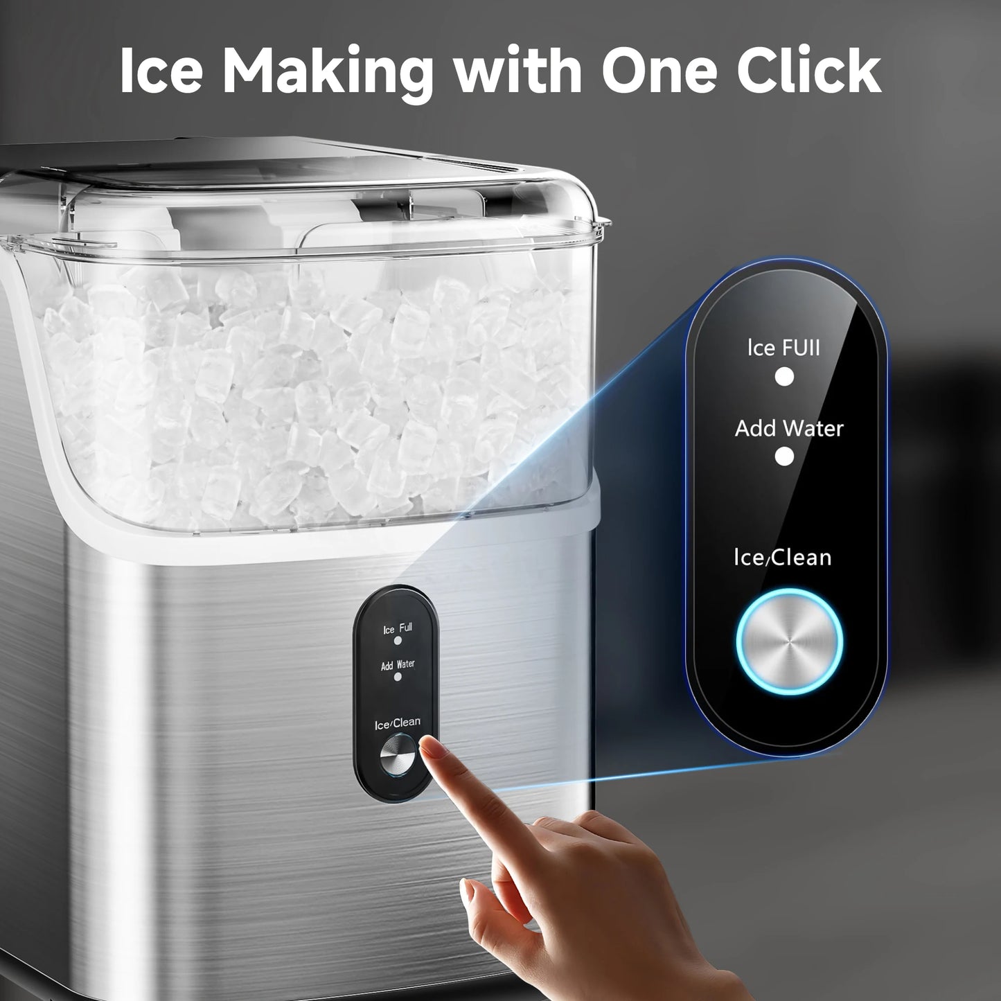 SIMZLIFE Pebble Ice Maker Machine with 35lbs/24H Soft Ice Self Cleaning Sonic Ice Maker Pellet Ice Maker for Home Kitchen Office