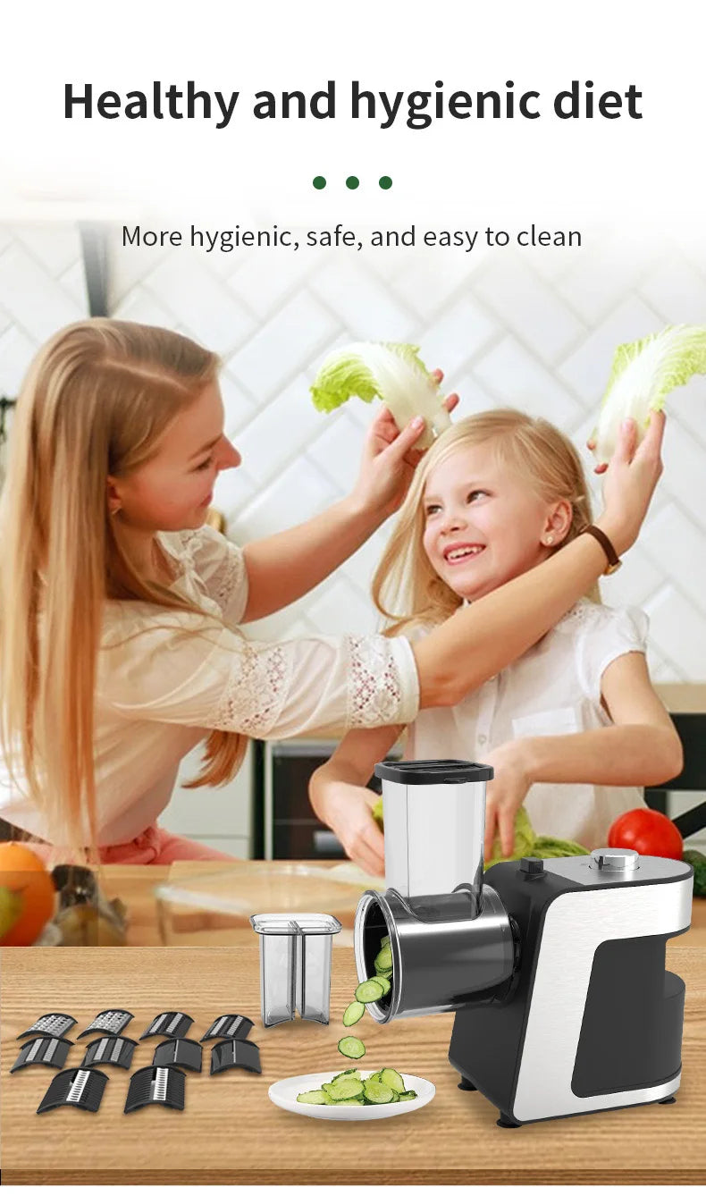 Household 5 in 1 Electric Vegetable Cutter 220-240V One-button Cheese Grater Potato Carrot Salad Maker Effortless Kitchen Tool