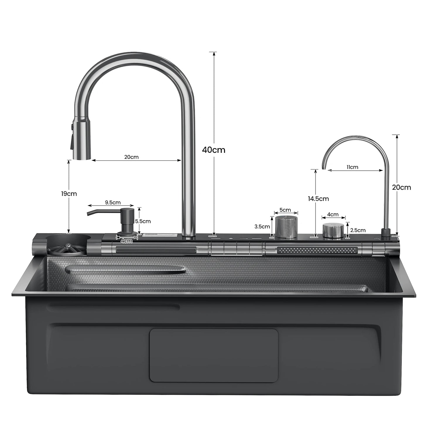 The Stainless Steel water Kitchen Kitchen wide Single Slot Integrated Digital Display falcet Set Soap Dispenser Cup Wash