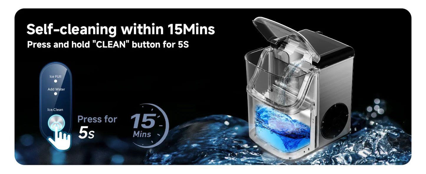 SIMZLIFE Pebble Ice Maker Machine with 35lbs/24H Soft Ice Self Cleaning Sonic Ice Maker Pellet Ice Maker for Home Kitchen Office