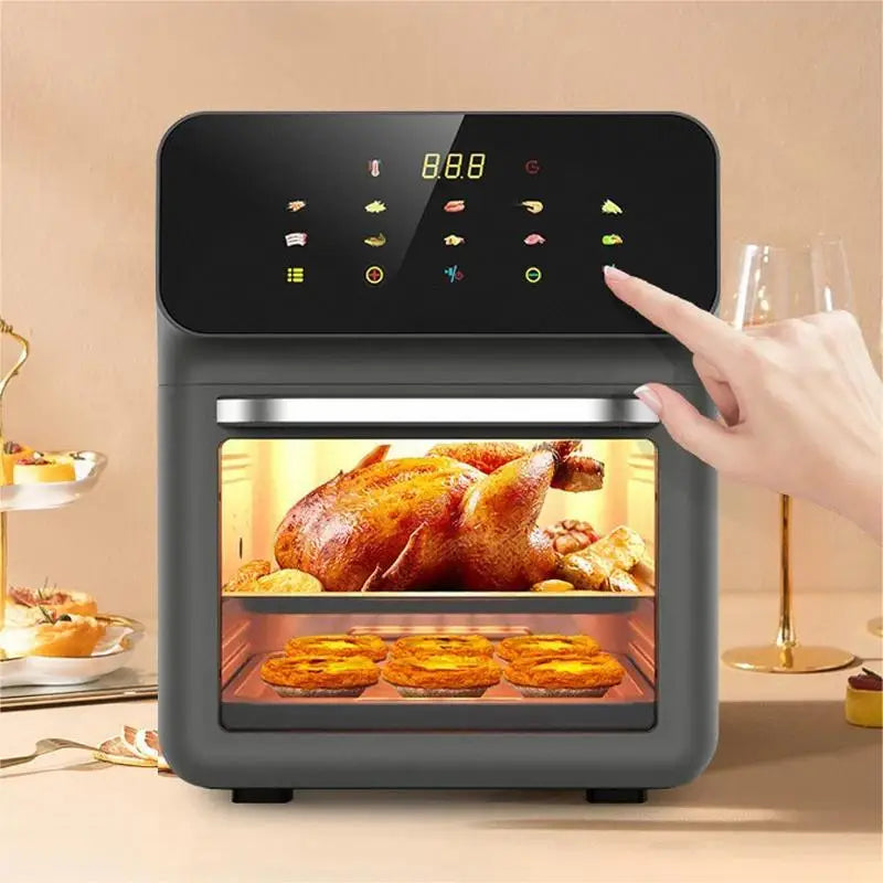 10L Air Fryer – 1350W Oil-Free Oven
Features touch control, visible window, and non-basket design. Large family size, perfect for healthier cooking.