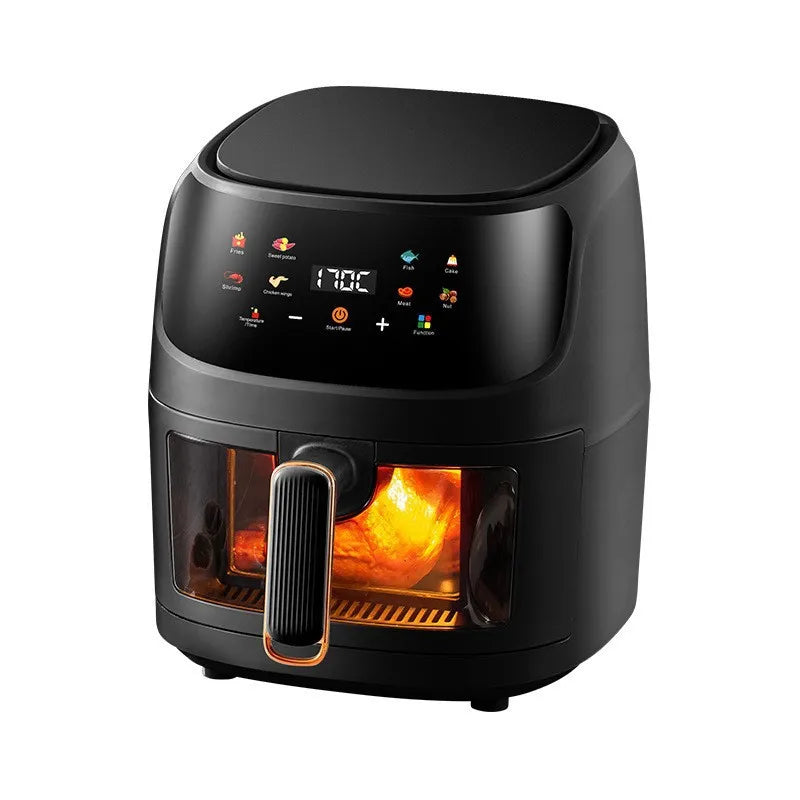 OWJHE 5L Air Fryer 8-in-1 Electric Hot Oven with Digital LED Screen Visible Window Max 200°C 2400W New Black Non-fat fryer