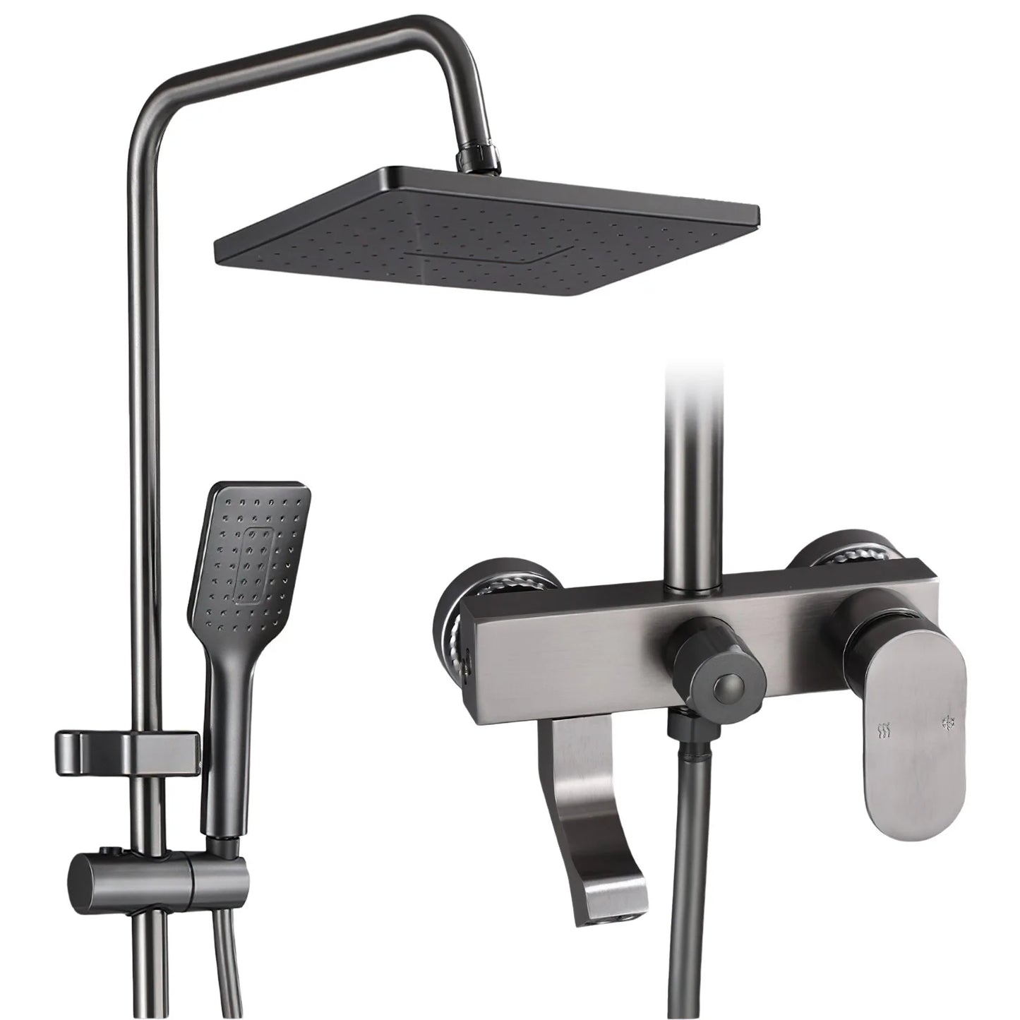 Digital Display Shower Faucet Set Rainfall Bathroom Mixer Tap Grey Bidet Shower System With Ambient Lighting Bathroom Accessorie
