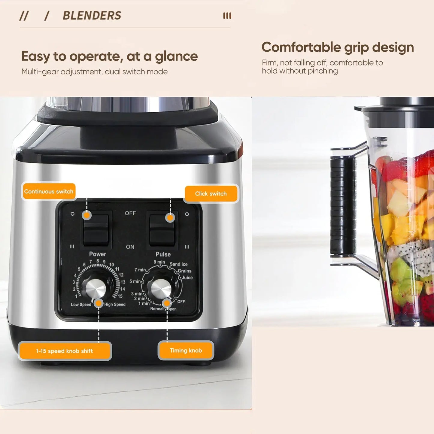 3 in 1 Electric Table Blender Multifunctional Mixed Juicer 3L+1.5L+0.5L High Power Kitchen Food Processor Blender for Ice Fruit