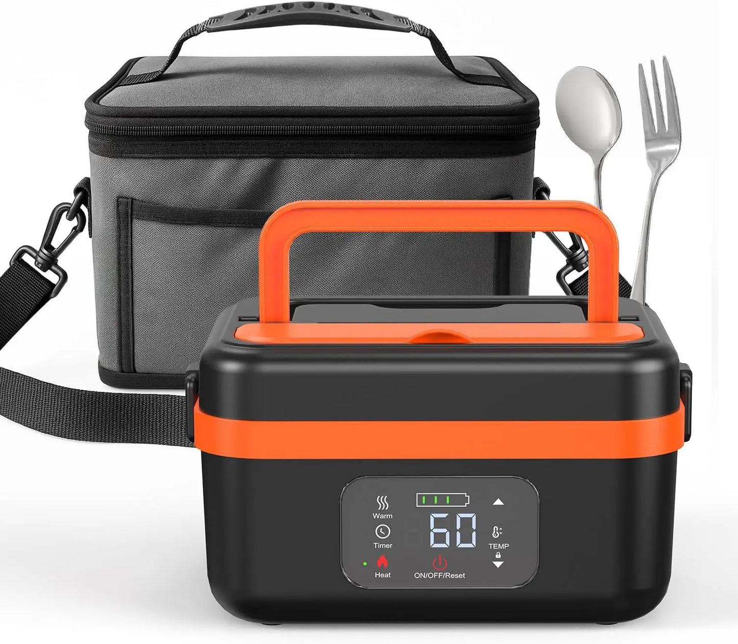 Wireless Self-Heating Lunch Box – Rechargeable Equipped with 4×4000mAh batteries, perfect for warming meals on the go at work, in the car, or during travel.