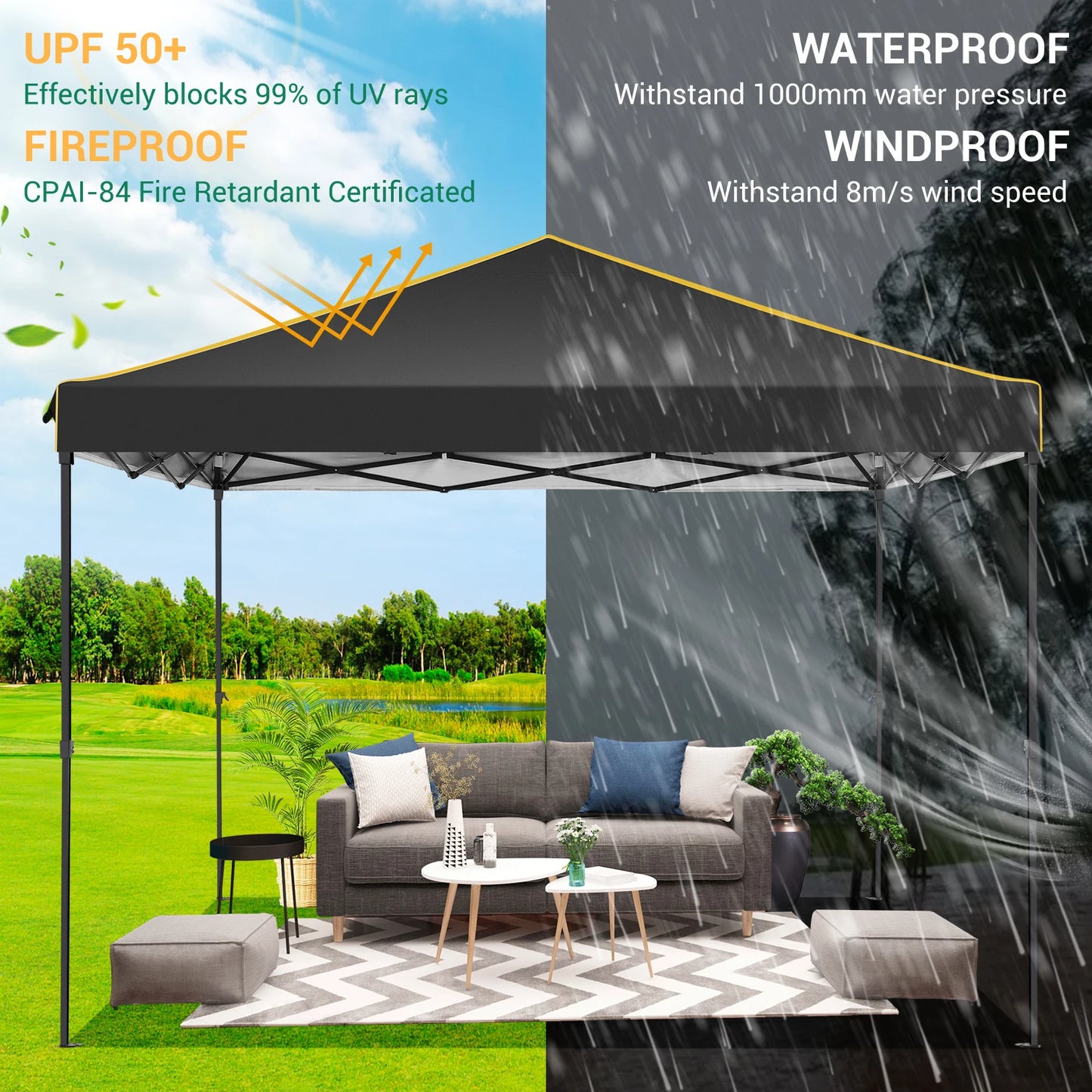 10x10FT Pop Up Canopy Tent with Sidewalls and Roll-up Ventilated Windows with Mosquito net, Ez Outdoor Commercial Instant Gazebo