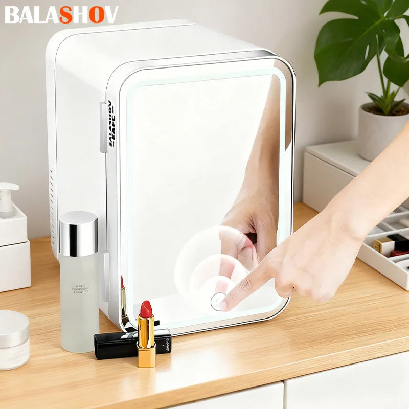 Mini Fridge Camping Cosmetics 4L Portable Small Mirror Refrigerators for Car and Home Dual-use Makeup Home Camping Cooler