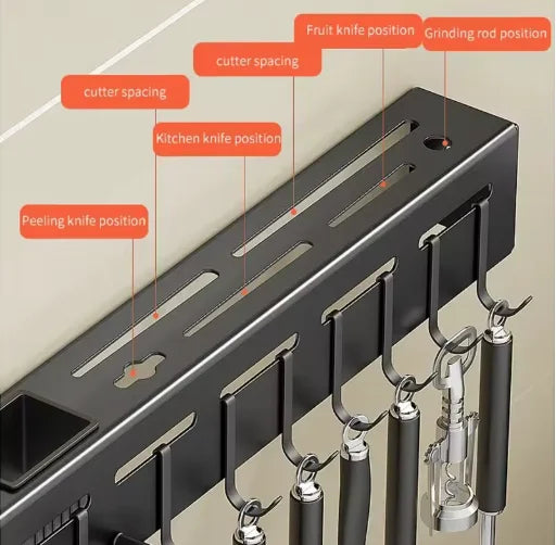 Multifunctional Kitchen Wall-Mounted Storage Rack No Drilling Support Knives Chopsticks Tubes