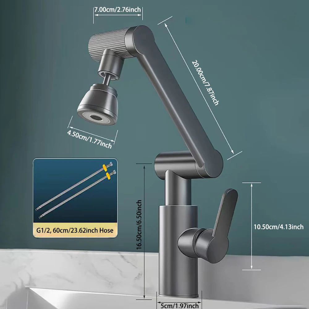 Mechanical Arm Universal Faucet Bathroom Kitchen Splashproof Faucet Bathroom Countertop Basin Hot and Cold Tap Faucet Accessorie