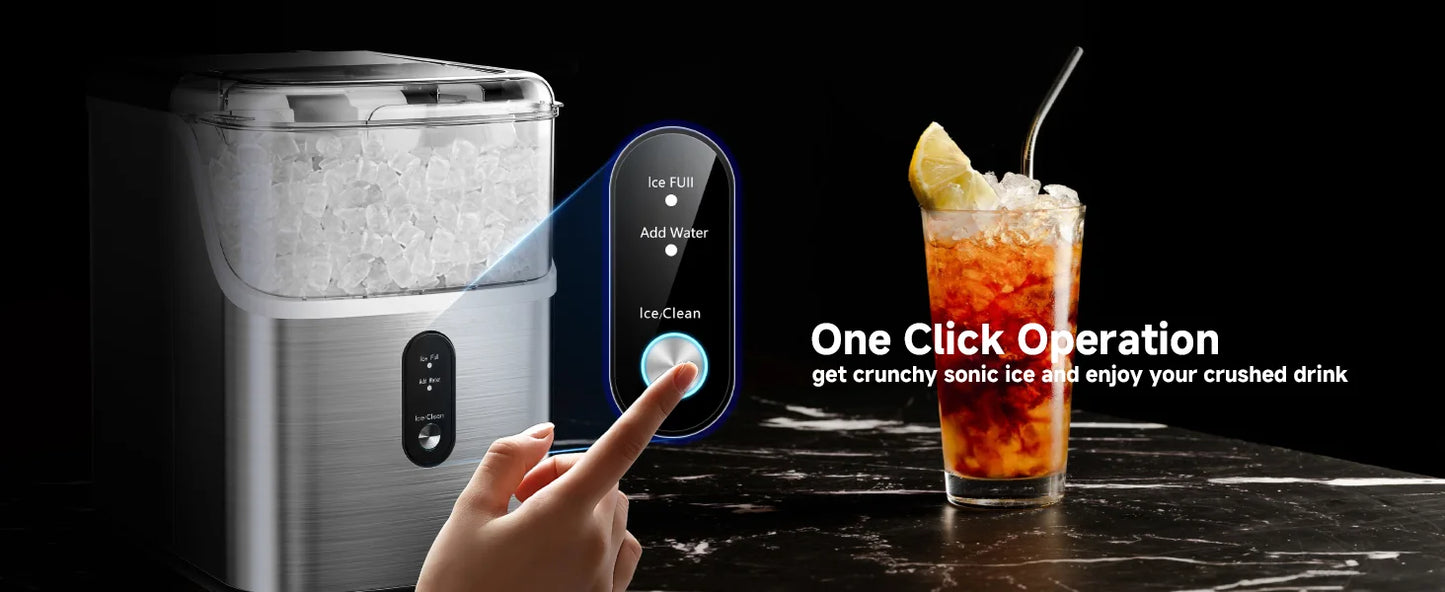 SIMZLIFE Pebble Ice Maker Machine with 35lbs/24H Soft Ice Self Cleaning Sonic Ice Maker Pellet Ice Maker for Home Kitchen Office