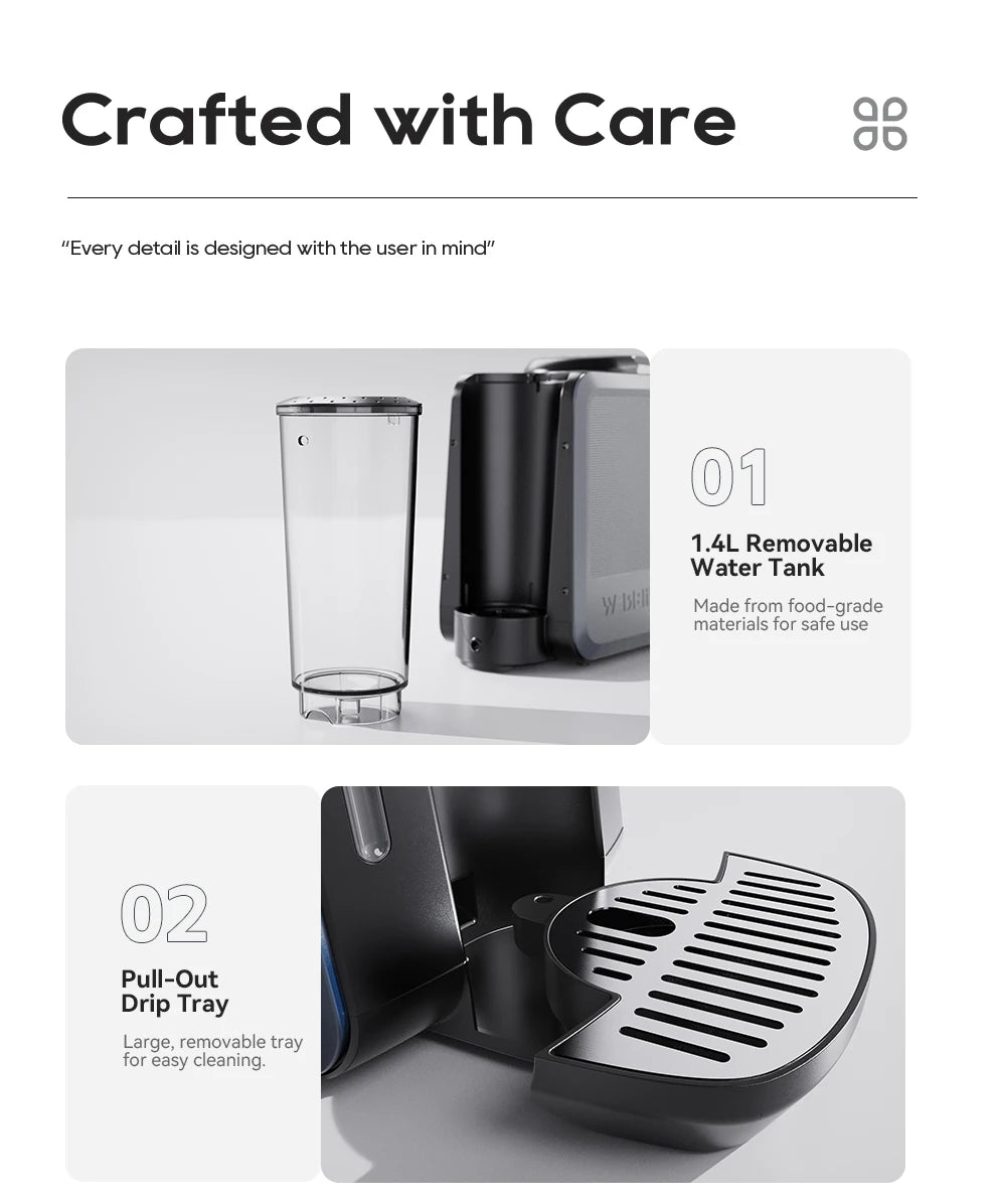 HiBREW 6 in 1 Multiple Capsule Coffee Machine Hot/Cold DG Cappuccino Nes Small Capsule ESE Pod Ground Coffee Cafeteria 20Bar H6