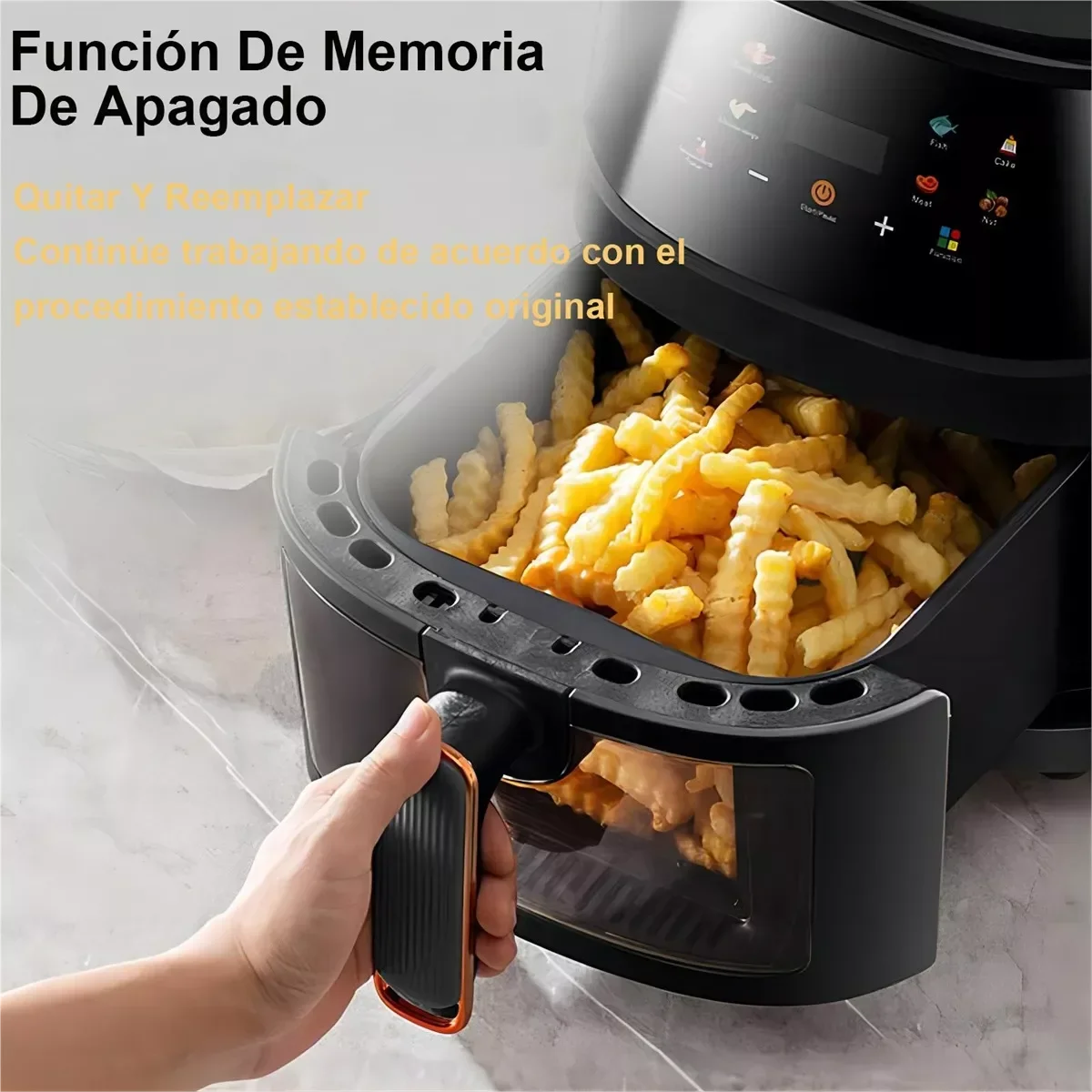 OWJHE 5L Air Fryer 8-in-1 Electric Hot Oven with Digital LED Screen Visible Window Max 200°C 2400W New Black Non-fat fryer
