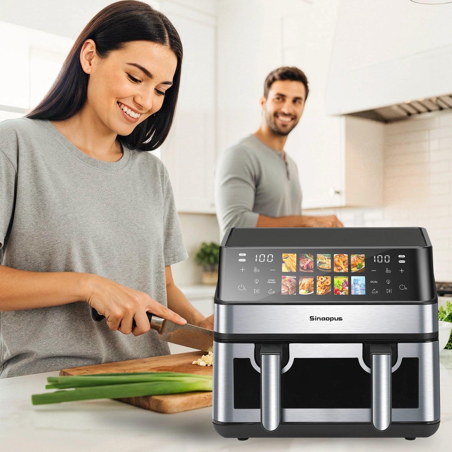 Air Fryer 8.5L 2000W LED Touch Viewing Window Oven Function 10 Programs Oil-Free Family Hot Air Fryer