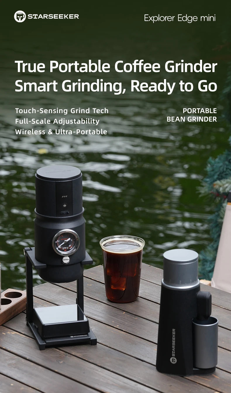 STARSEEKER EDGE Mini Portable Electric Coffee Grinder 38mm Cone Burr Stepless Adjustable Type-C Home Outdoor Travel Suit