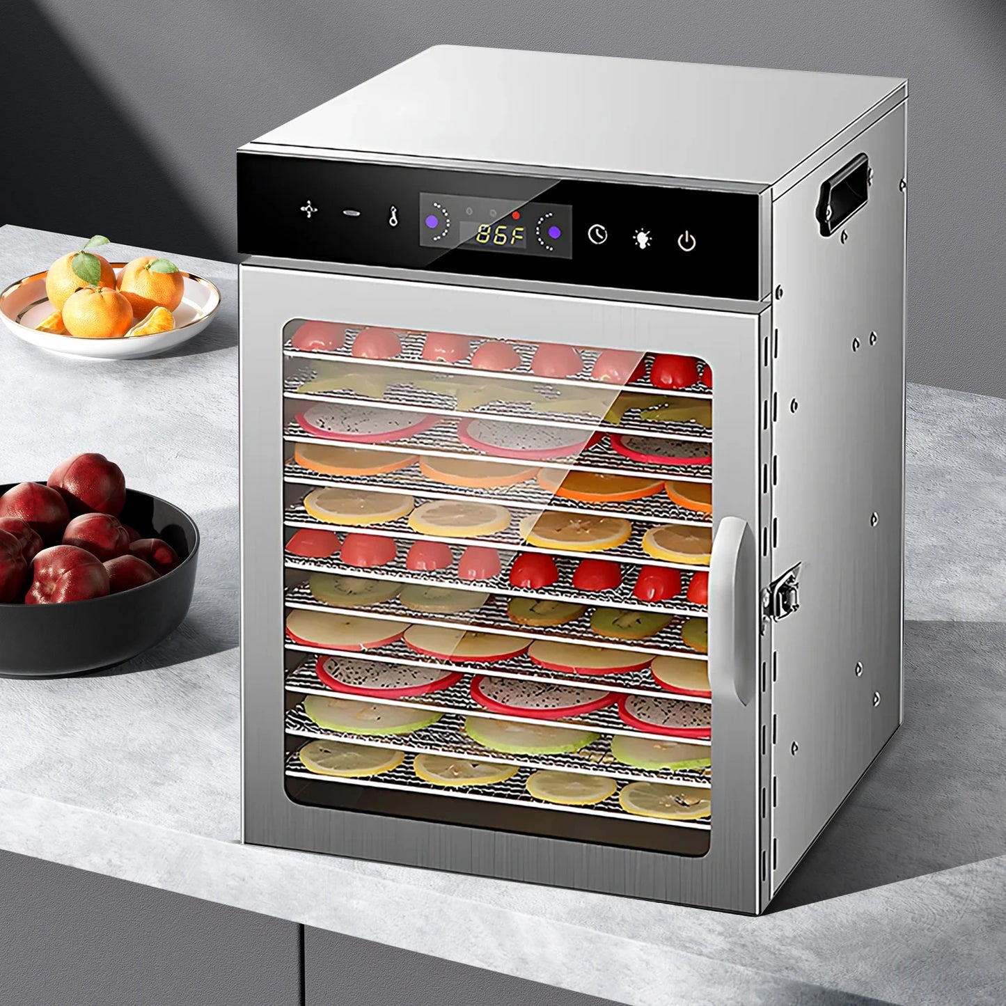 8/12 Layers Fruit Dryer With 24H Timer 800W 30-90 ℃ Temperature Adjustable Dehydrators For Food And Jerky 220V