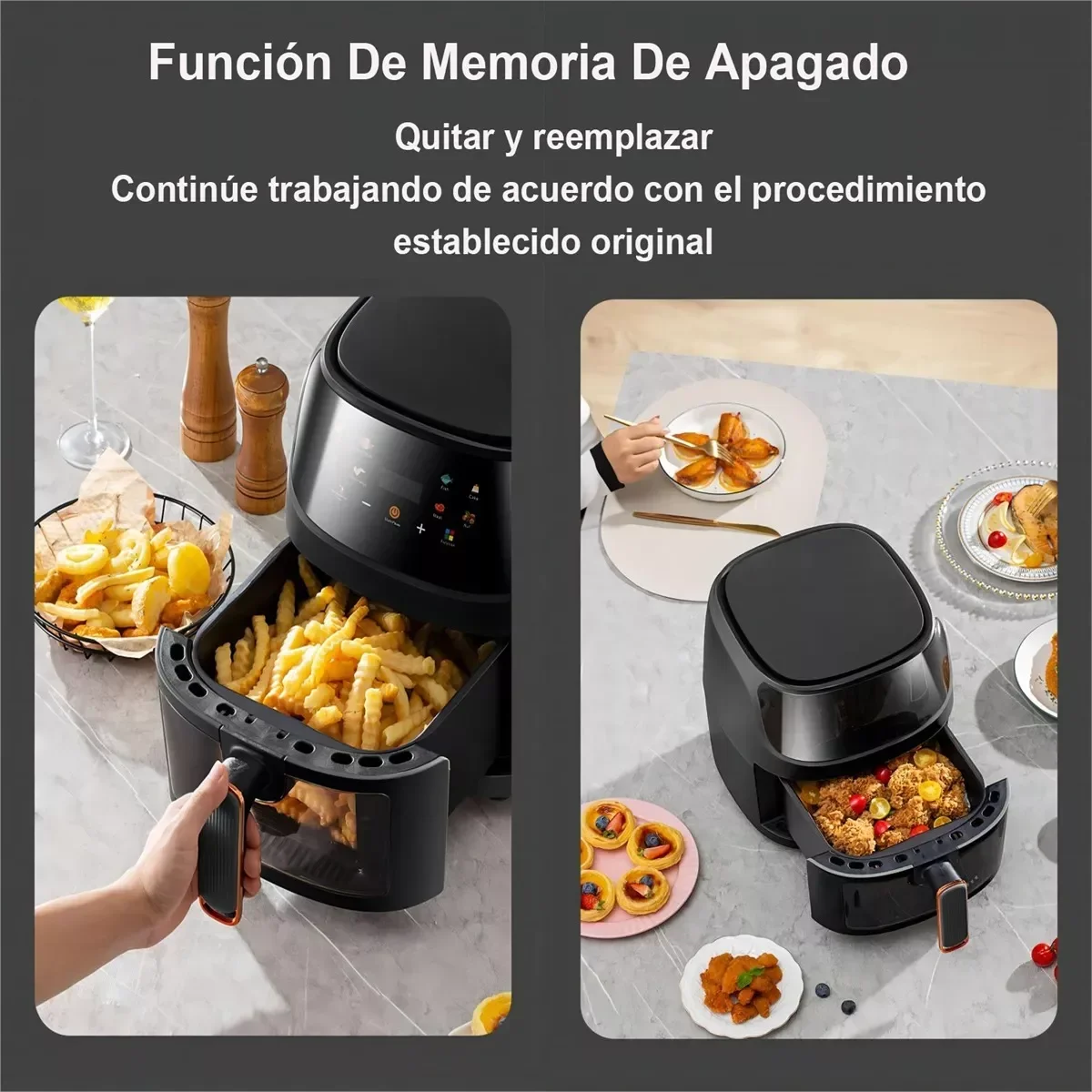 OWJHE 5L Air Fryer 8-in-1 Electric Hot Oven with Digital LED Screen Visible Window Max 200°C 2400W New Black Non-fat fryer
