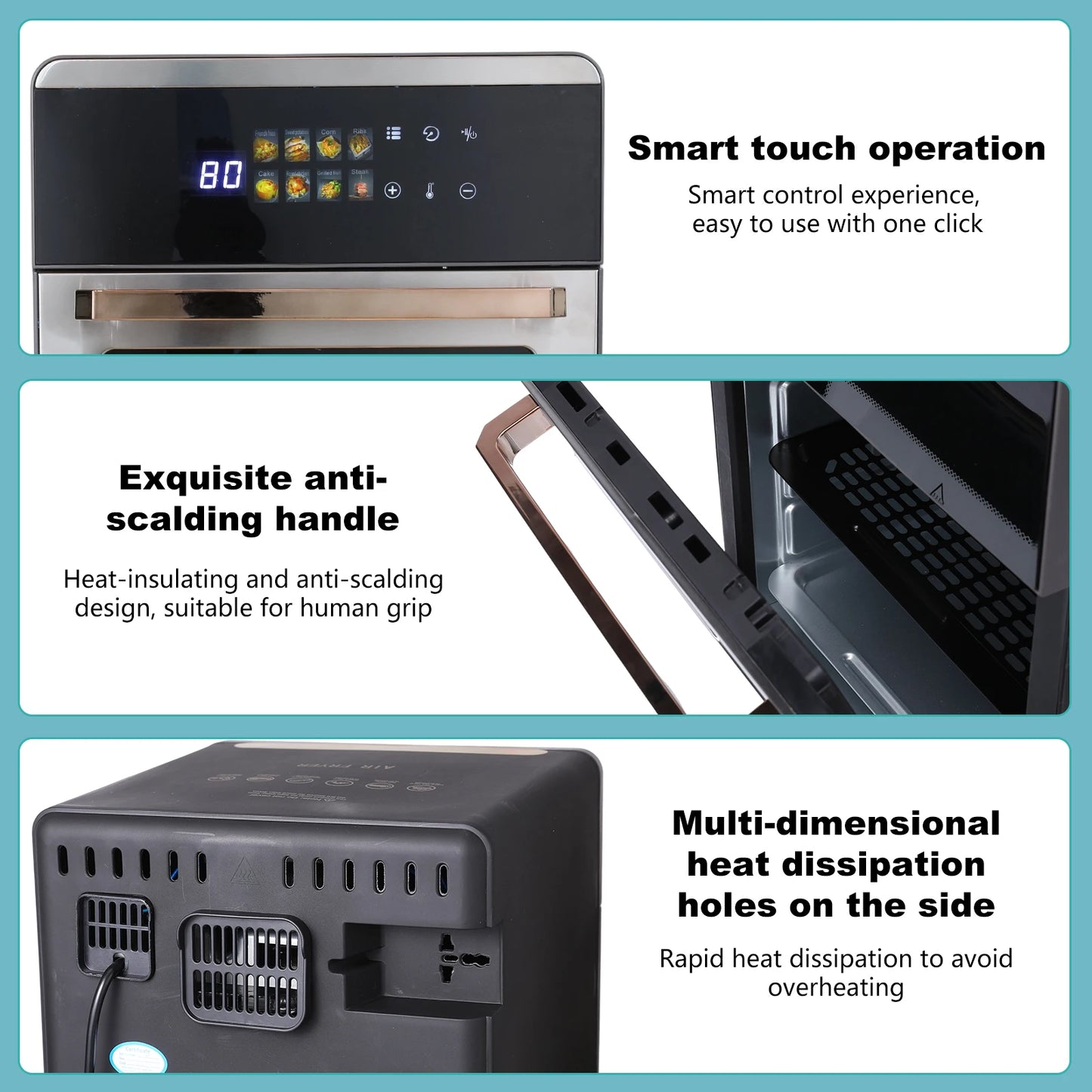 16L Air Fryer Oven, 1800W with 360° Hot Air Circulation, Digital Touchscreen for Oil-Free Cooking, Family Size