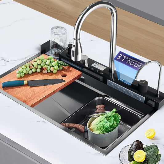 The Stainless Steel water Kitchen Kitchen wide Single Slot Integrated Digital Display falcet Set Soap Dispenser Cup Wash