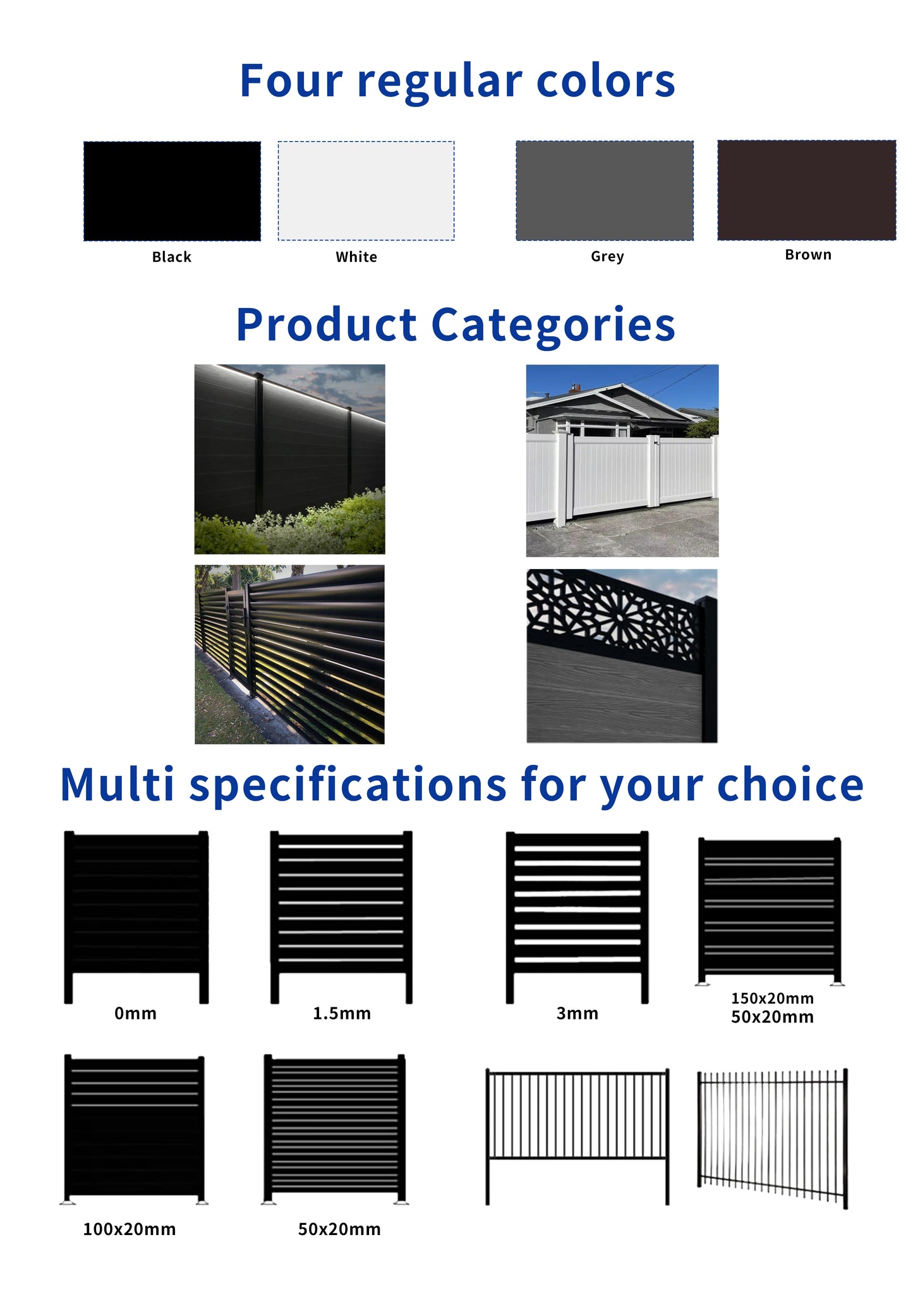 Easy-Install Privacy Decking Fence for Outdoor Wood Garden Fence Vertical Aluminum Metal Slat Fence with Privacy Panels