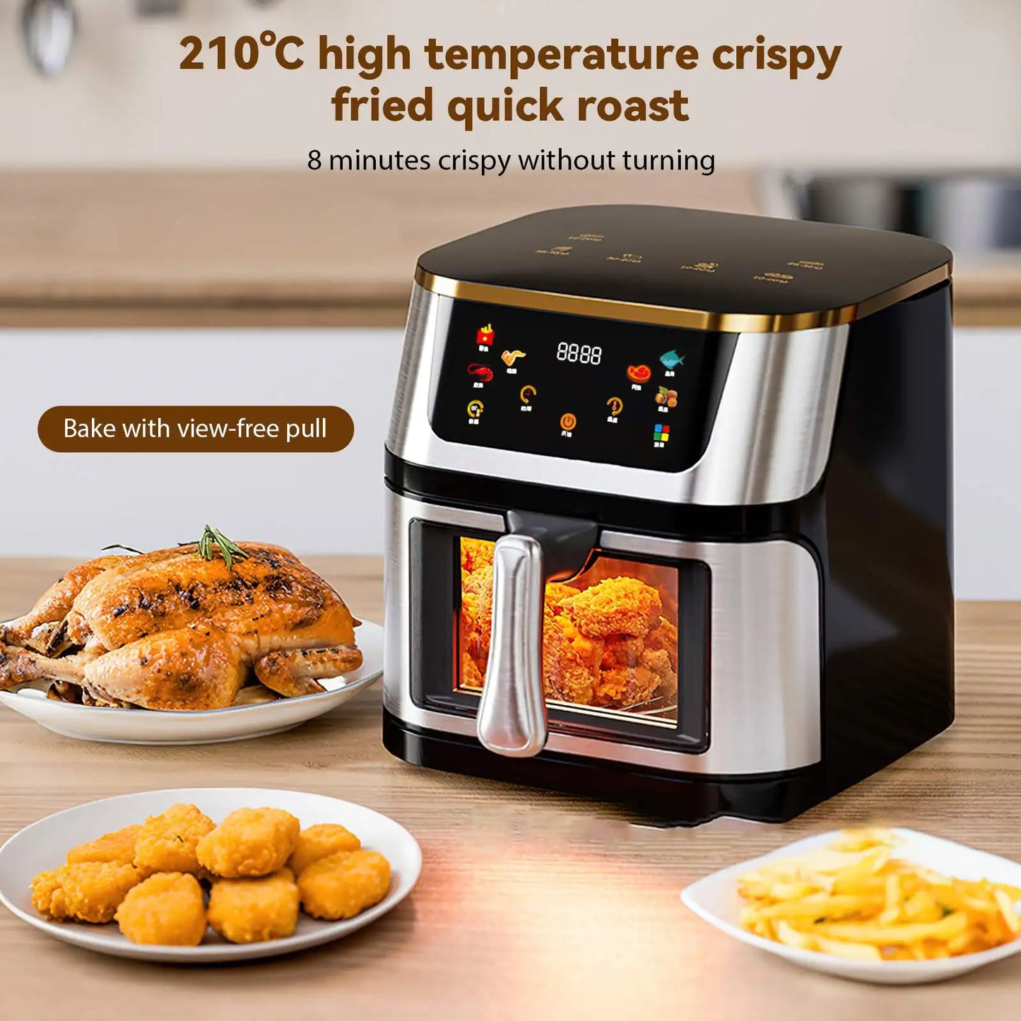2800W 12L Air Fryer Electric Hot fryer Oven Oilless Cooker with Touch Control & Nonstick Basket & Visible Window Family Size