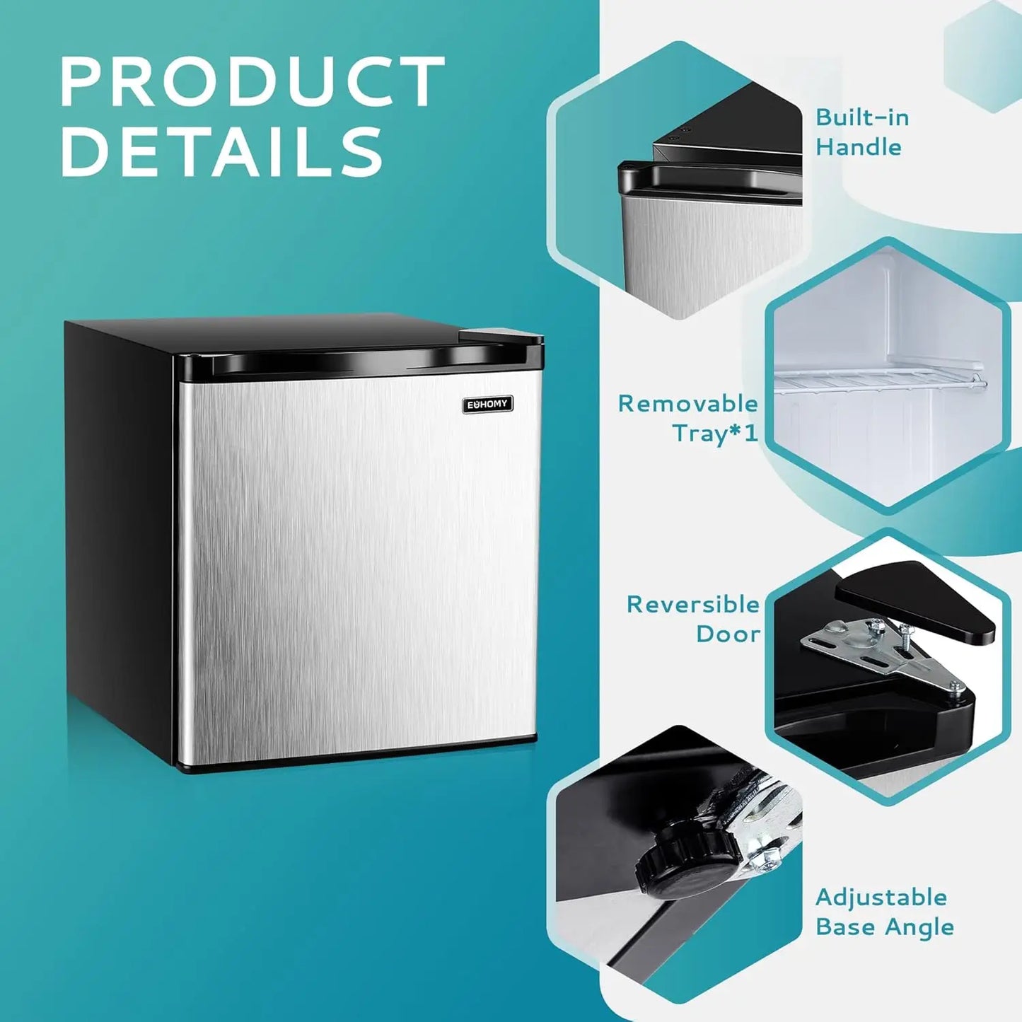 46L Mini refrigerator Freezer & Reversible Door Energy Saving Bedroom/office