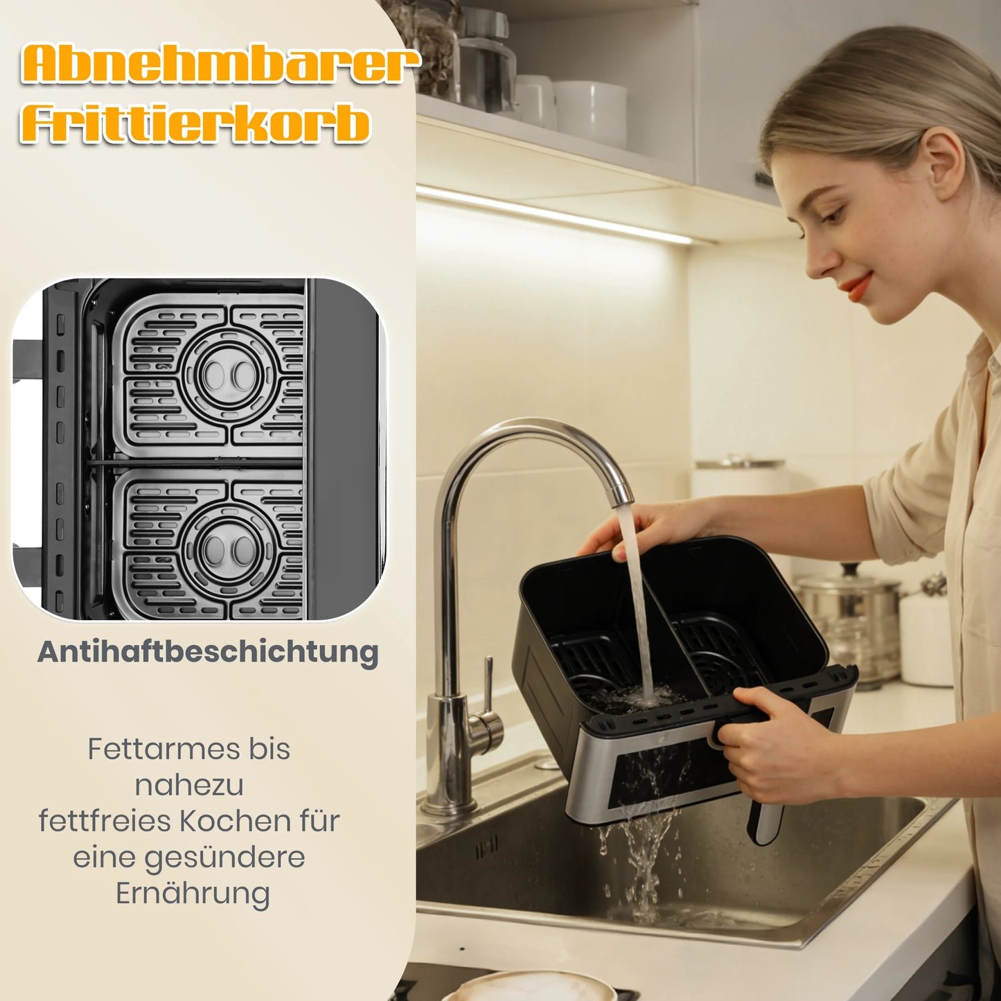 Air Fryer 8.5L 2000W LED Touch Viewing Window Oven Function 10 Programs Oil-Free Family Hot Air Fryer
