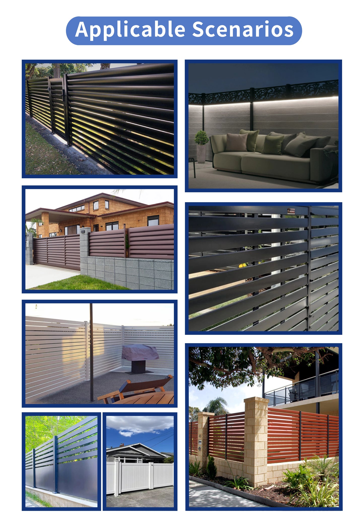Easy-Install Privacy Decking Fence for Outdoor Wood Garden Fence Vertical Aluminum Metal Slat Fence with Privacy Panels