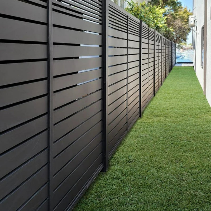 Easy-Install Privacy Decking Fence for Outdoor Wood Garden Fence Vertical Aluminum Metal Slat Fence with Privacy Panels