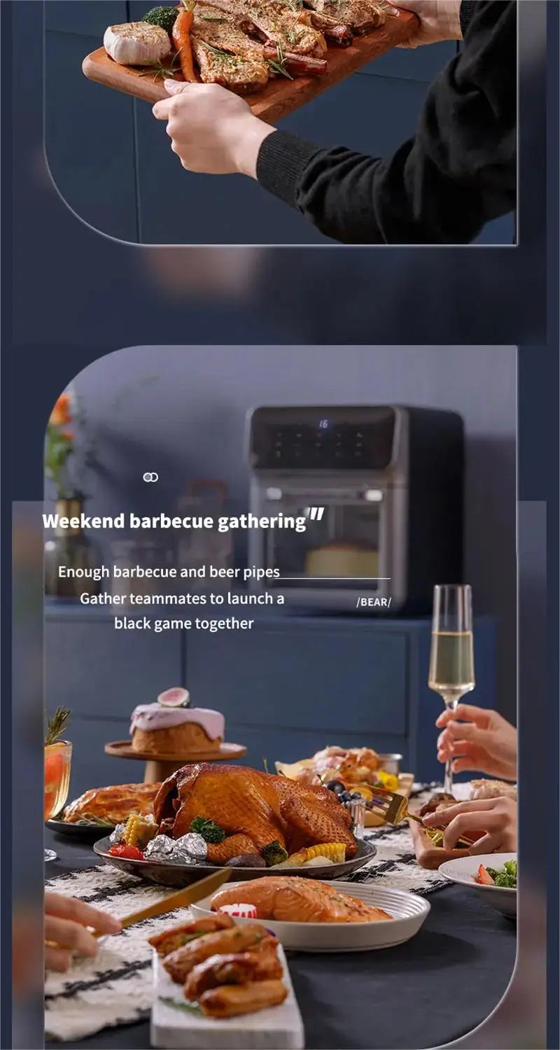 10L Air Fryer – 1350W Oil-Free Oven
Features touch control, visible window, and non-basket design. Large family size, perfect for healthier cooking.