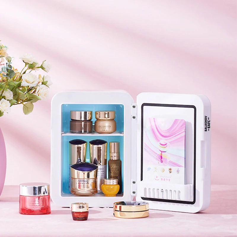 Mini Fridge Camping Cosmetics 4L Portable Small Mirror Refrigerators for Car and Home Dual-use Makeup Home Camping Cooler