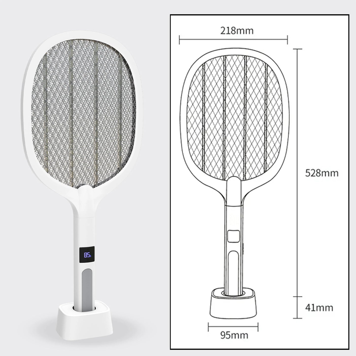 2-in-1 Electric Mosquito Swatter Mosquito Killer USB Rechargeable Angle Adjustable Electric Bug Zapper Fly Bat Insect Swatter